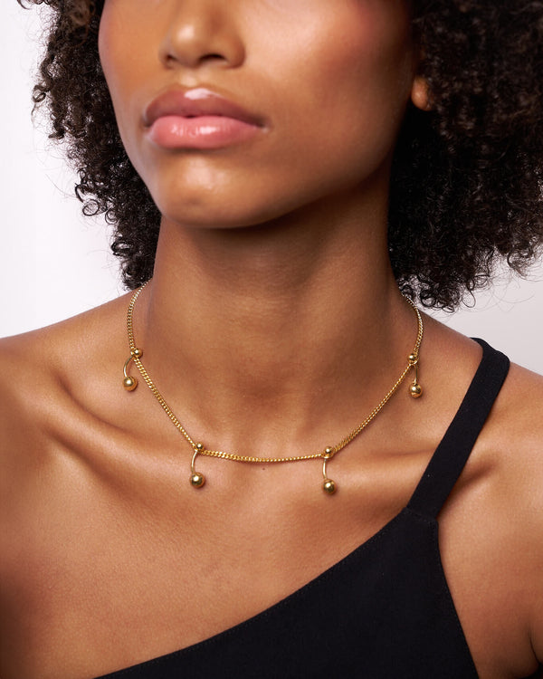 BarBell Charm Chain in gold vermeil, detail