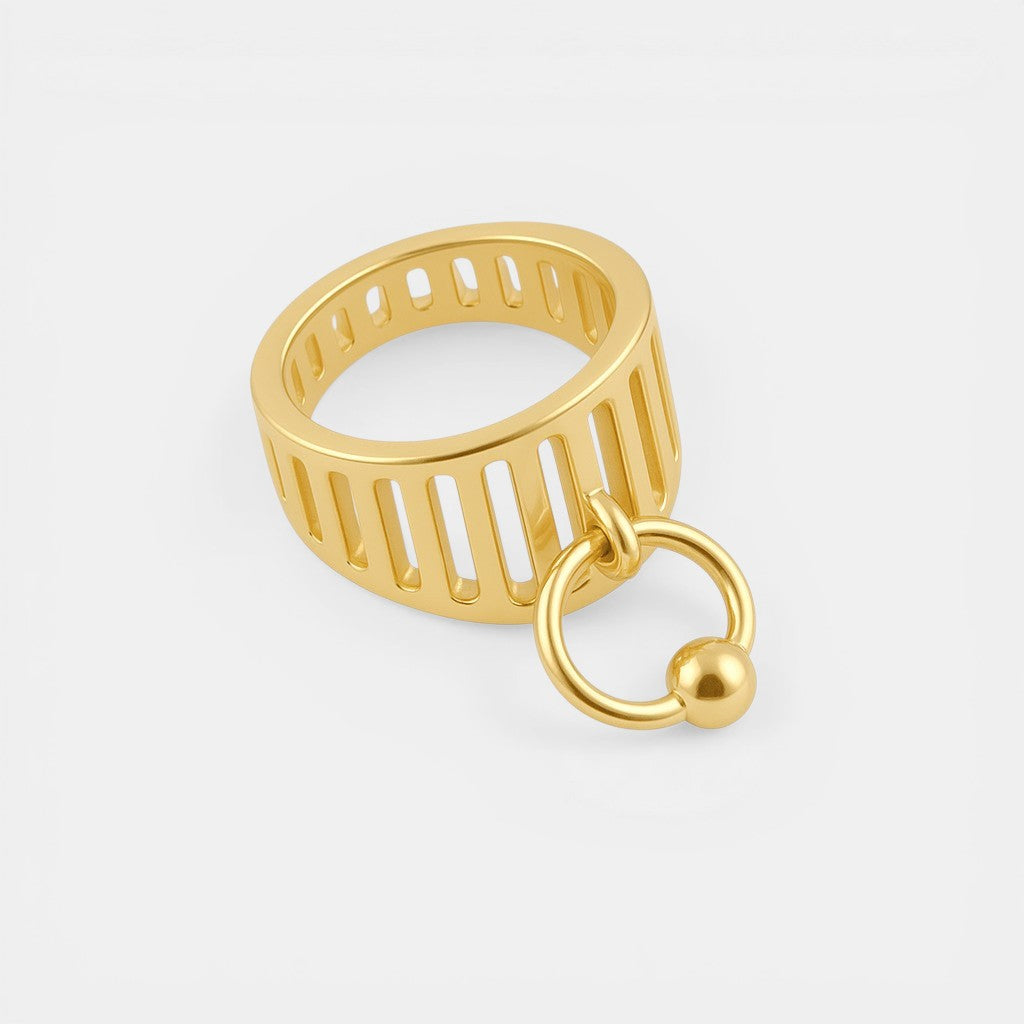 Half Caged Pierced Ring