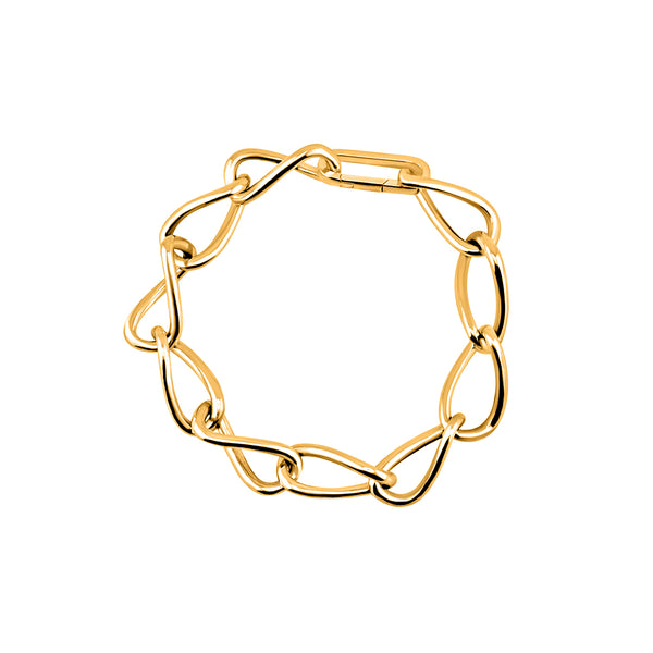 Infinity bracelet made from interlocking infinity loops in gold