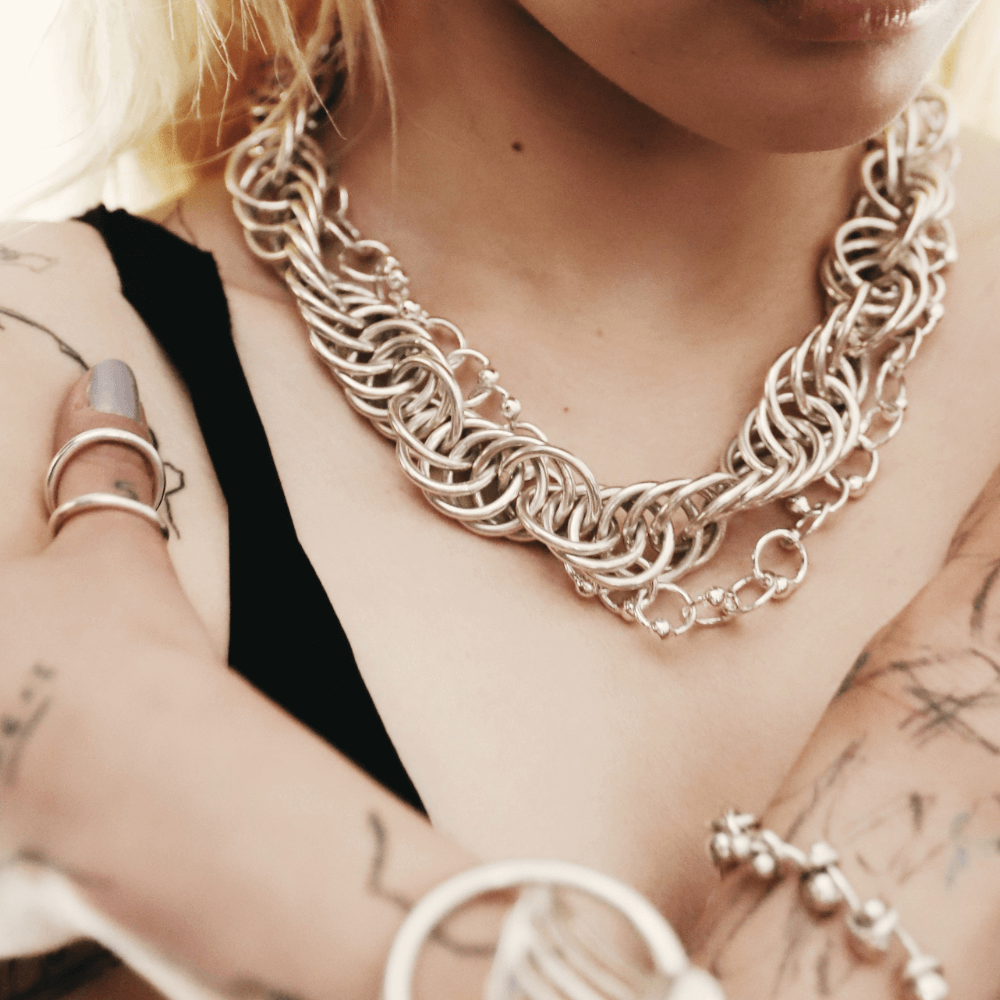 Twisted silver necklace by Annabel B