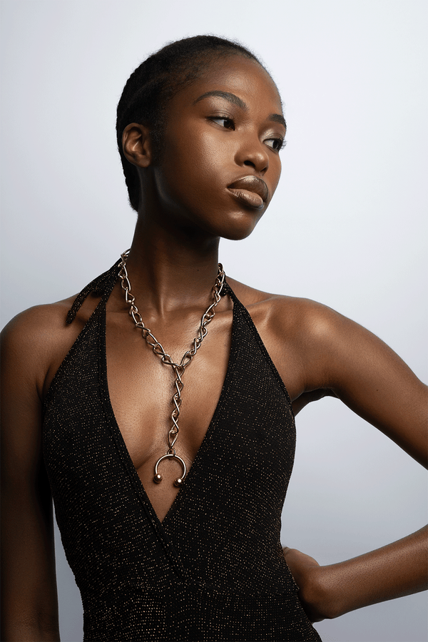 Infinity Drop Pierced Necklace in gold vermeil|all