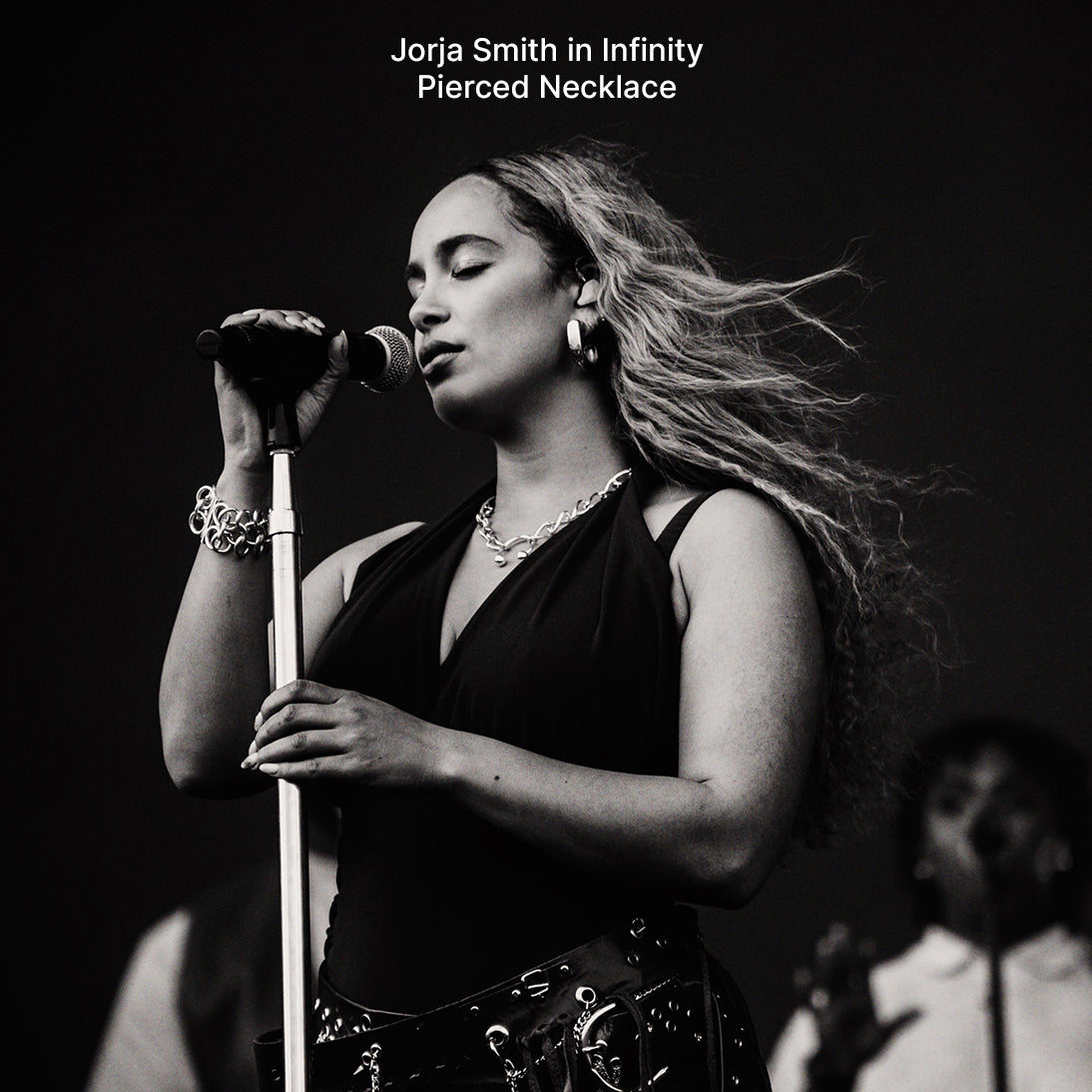 Jorja Smith in Infinity Pierced Necklace
